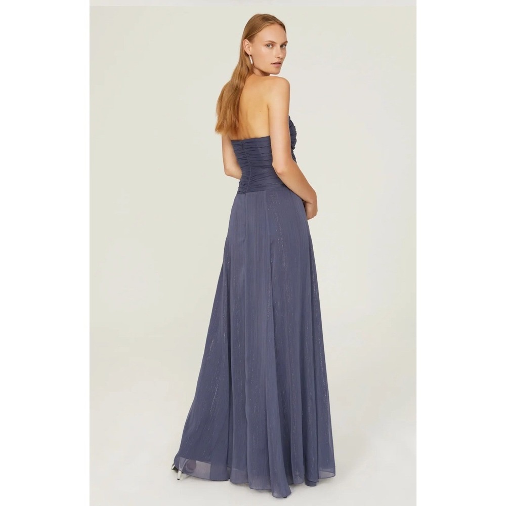 Likely Runa Gown Halter Maxi Size 10 Slate Blue Metallic Shimmer Chiffon (B) - Picture 5 of 12